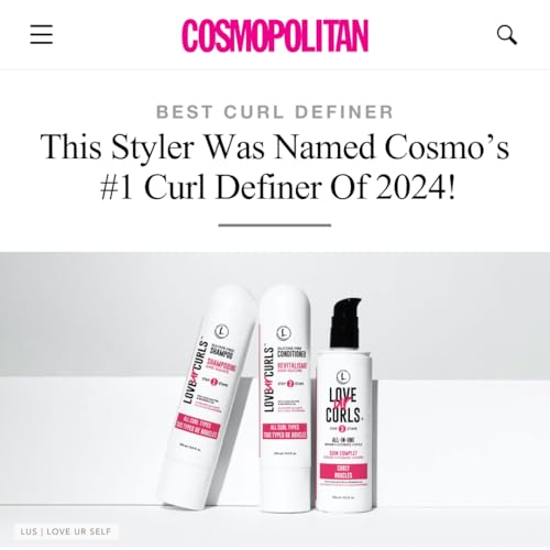 Love Ur Curls Fragrance Free Shampoo and Conditioner Set with All in One Curl Cream Styler for Curly Hair, 3 Step System to Repair, 200 mL