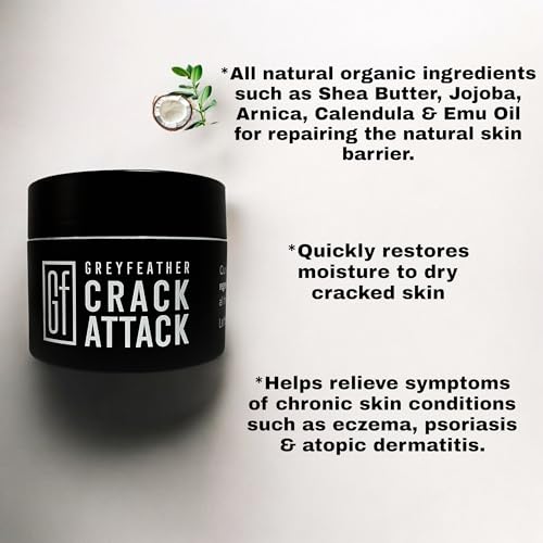 Greyfeather Crack Attack Hand Cream for Dry Cracked Hands Working Hands Cream – Travel Size Moisturizer with Shea Butter & Vitamin E – Anti Aging Hand Cream for Men & Women Non-Greasy & Fast Absorbing