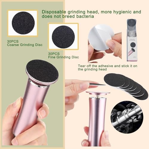 Darmave™ Electric Foot Callus Remover, Smooth Pedicure Wand with 60 Sanding Pads, Foot Scrubber File, Pedicure Tools for Feet, Heel Scraper for Cracked Heels