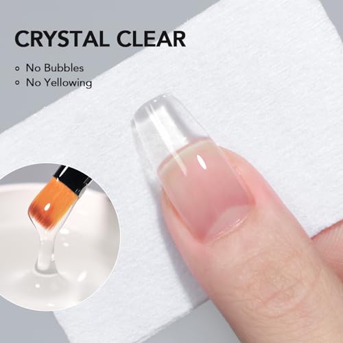 GAOY 60g Nail Extension Hard Gel, Clear Builder Gel, Long Lasting UV Nail Strengthener with Forms, Base Coat Top Coat Needed