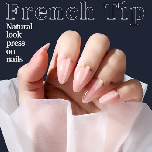 FANDAMEI Press on Nails, 24 Colors 576PCS Press on Nails Almond, Matte Glossy Press on Nails Short Almond, Glitter Fake Nails, Press on Nails French Tip Natural, Press on Nails for Nail Art
