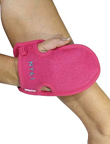 Dead Skin Exfoliating Mitt Deep Pore Cleansing Exfoliating Glove (Pink, Large) at Home Microdermabrasion Dead Skin Remover for Body - Natural Plant Fibre Shower Gloves Exfoliating for Women and Men
