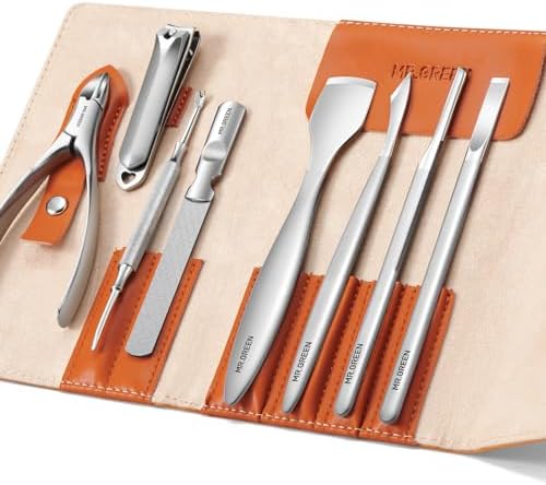 MR.GREEN Pedicure Knife Set Professional Ingrown Toenail Clippers Foot Care Tools Stainless Steel Nail Cuticle Nippers Remover Kits (8 Pcs Set)
