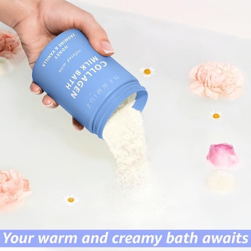 Creamy Coconut Collagen Milk Bath Soak Powder Moisturize & Soften Skin – Vanilla Jasmine Luxury Spa Bubble Bath Salt Mother's Birthday Christmas Relaxation Gifts for Women Perfect Stocking Stuffers