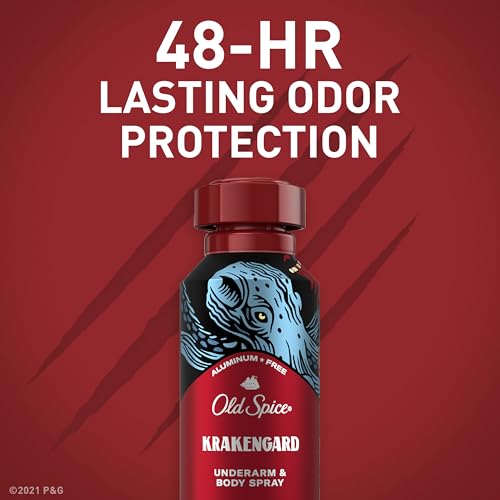 Old Spice Aluminum Free Body Spray for Men, Krakengard, 5.1 Oz (Pack of 4)