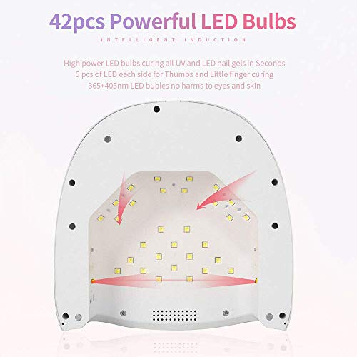 60W Rechargeable UV LED Nail Lamp, Faster Wireless Nail Dryer Gel Polish Light 42 Beads & Portable Handle, Professional Curing Lamp For Fingernail and Toenail, Auto Sensor & Quick Dry Nail Machine