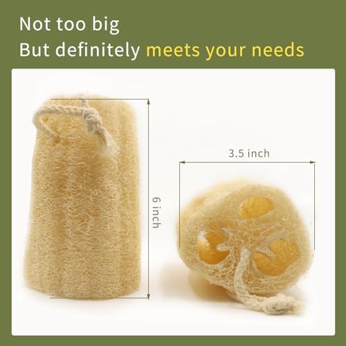 Natural loofah Sponges Exfoliating Body Scrubber(6" Family 6Pack),Real Luffa Unveil Your Skin's Natural Beauty