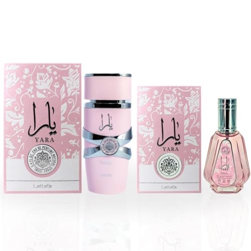 Lattafa Yara EDP Spray 100ML (3.4 OZ) & Mini Yara EDP Spray 50ML (1.7 OZ) (ETHEREAL BUNDLE)