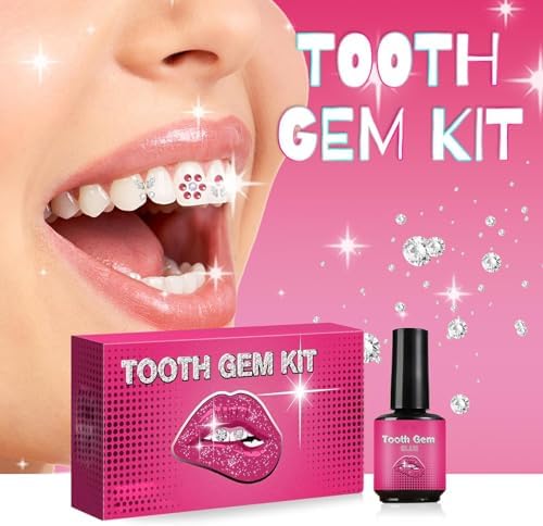 DIY Teeth Gem Kit with Shiny Crystals - Fashionable Dental Jewelry Set for Adults, Self-Apply Crystal Gems & Tools (Teeth Decor Kit)
