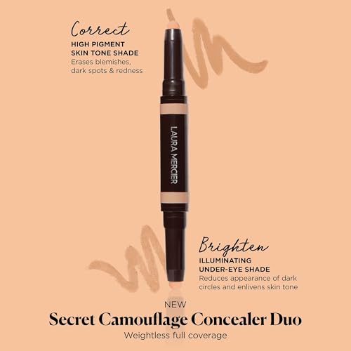 Laura Mercier Secret Camouflage Brighten and Correct Duo, 2-in-1 Face and Under Eye Concealer Stick, Blurs Imperfections and Reduces Appearance of Undereye Dark Circles, Full Coverage