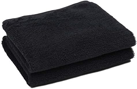 PERFEHAIR Black Salon Towels (2-Pack, 16 X 27 Inches)-Barber Hand Cotton Towel for Gym, Bath, Spa, Shaving, Shampoo