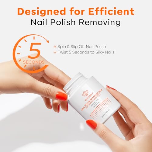 Modelones Acetone-Free Non-Drying Nail Polish Remover Pot with Jojoba Oil and Extra Sponge-Top Lid, Fingernail Polish Removal Gentle Formula for Salon & Home Nail Art 2.71 Fl Oz