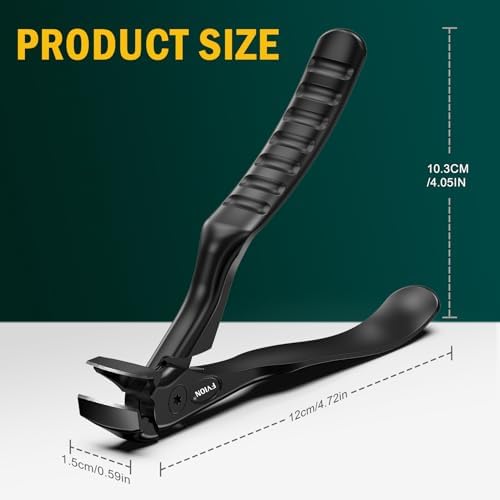 FVION Toenail Clippers for Seniors, Upgraded Long Handle Angled Head Toenail Clippers for Thick Toenails and Fingernails (Black)