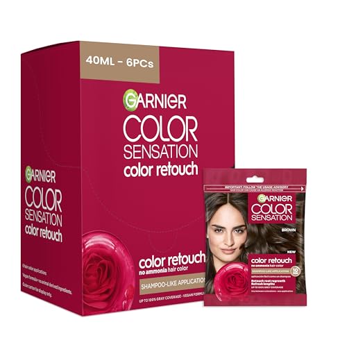 Garnier Color Sensation Color Retouch, Demi Permanent Hair Dye for Roots with 100% Gray Coverage, Brown Hair Dye 5.0, Pack of 6