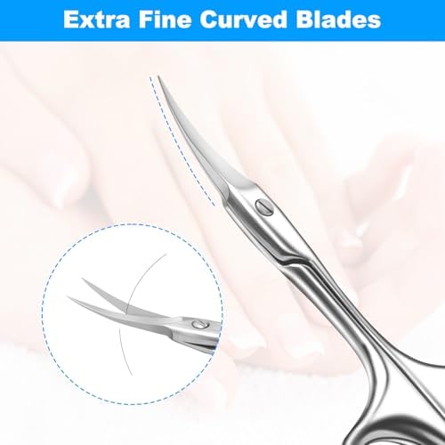 Curved Cuticle Scissors - Professional Stainless Steel Beauty Scissors - Sharp Small - Precise Pointed Tip - for Manicure, Eyebrows, Eyelash, hair