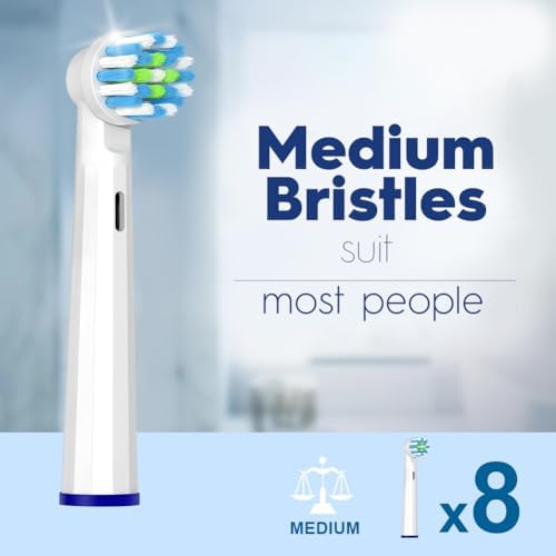 8 Pcs Replacement Heads Compatible with Braun Oral B Pro 1000/7000/9600/5000/8000, Intelligent Cleaning Brush Heads Refills for Genius X and Smart 1500 Electric Toothbrush (White)