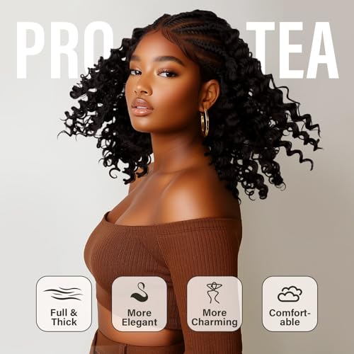 PROTEA Braided Wigs for Black Women, Lightweight Synthetic Handmade Braids Wig with Baby Hair, Braid Lace Wig with Curly End, 16 Inch #2 Natural Color