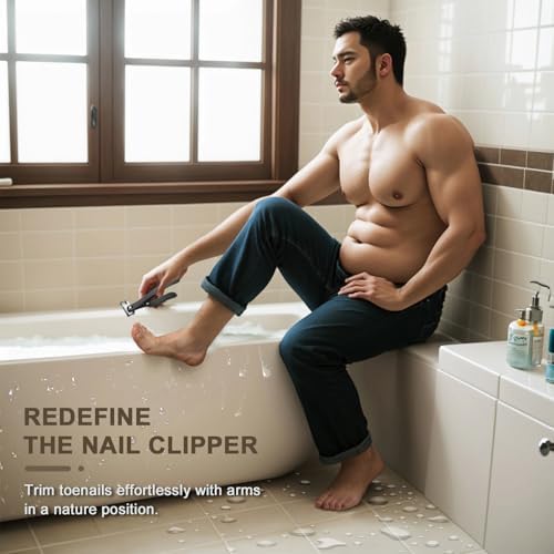 Nail Clippers for Seniors Fingernail and Toenails, 360° Rotating Head Ergonomic Long Handle Premium Steel Nail Trimmer for Men Women