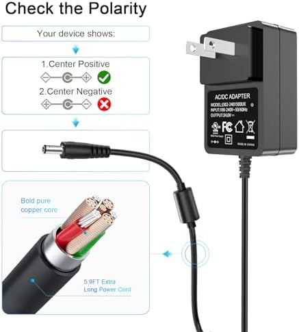 for Sunuv Nail Lamp Power Supply UL Listed, 24Vdc Power Supply Compatible with SUNUV SUN3 SUN2C Sun 4 SUN6 SUN8 SUN9C 48W UV LED Nail Lamp Gel Nail Polish Dryer