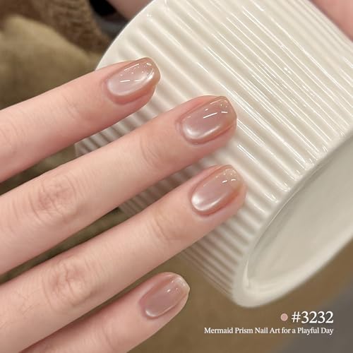 GAOY Sheer Silk Cat Eye Gel Nail Polish Set, 6 Colors Jelly Pink Blue Green Holographic with Magnet, for Salon Manicure & Nail Art DIY at Home, Mermaid Prism