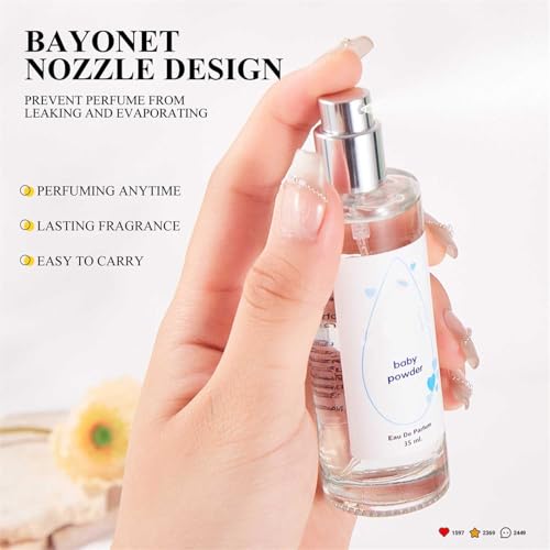 Elyven Baby Powder Perfume, Elyven Perfumes Powder, Fresh and Light Fragrance, For Women, 35ml (Rice Milk+Bedtime+Floral Blossom+Powder Classic)