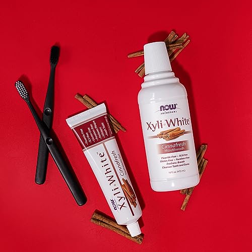 NOW Solutions, Xyliwhite™ Mouthwash, Cinnafresh Flavor, Naturally Freshens Breath, Cleanses Teeth and Gums, 16-Ounce