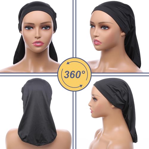 4 Pcs Dreadlock Stocking Caps for Men Spandex Dreadlock Cap Overnight Sleep Cap Elasticity Soft Lightweight Comfortable Sleeping Head Wrap Headwear for Men and Women