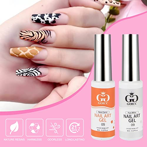 Nail Art Polish Set Gel Liner Kit For Nail Design Polish Paint For Nail 12 Colors Black White Gel Nail Polish Soak off Curing Requires 8ml with Thin Nail Art Brush
