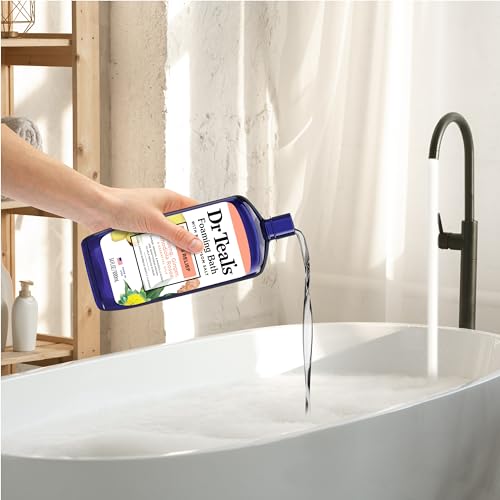 Dr Teal's Foaming Bath with Pure Epsom Salt, Stress Relief with Ginseng & Ginger, 34 fl oz (Pack of 4)