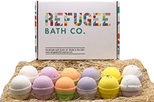 Variety Pack Bath Bombs 2.5 oz. Each Cocoa Butter and Plant-Based Ingredients Support Refugee Employment in USA (Variety 12 Pack)