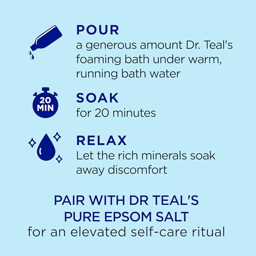 Dr Teal's Foaming Bath with Pure Epsom Salt, Restorative Minerals with Magnesium, Potassium, Zinc & Essential Oils, 34 fl oz (Pack of 4)