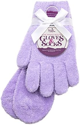 Moisturizing Socks and Gloves Set | Purple Fuzzy Socks and Gloves with Aloe and Vitamin E for Women | Women's Gifts for Self-Care