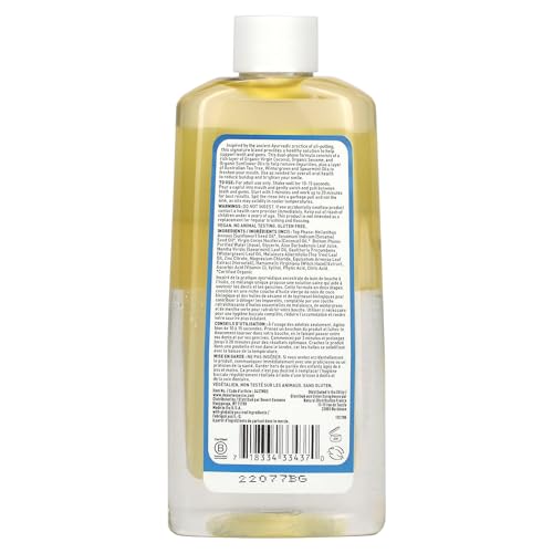 Desert Essence Coconut Oil Dual Phase Pulling Rinse, Mint, 8 fl oz - Alcohol Free, Sugar Free, Gluten Free, Vegan, Non-GMO - Organic Virgin Coconut Oil, Sesame Oil, Sunflower Oil & Tea Tree Oil