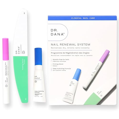 Dr. Dana Nail Repair Kit for Damaged Nails – Strengthening & Exfoliating Treatment with Glycolic Acid, Nail Primer, Hydrator & Priming Wand for Shiny, Healthy Nails, Halal Certified Nail Care Kit