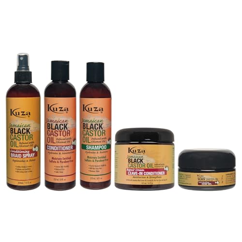 Kuza Jamaican Black Castor Oil Conditioning Braid Spray - Infused with Coconut Oil - for Braids, Locs, Twists and Natural Hair, 12 fl oz