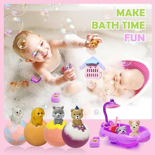 Bath Bombs for Kids with Surprise Inside, 20 Pack Kids Bath Bombs with Puppy Toys Pretend Playset, Safe Handmade Bubble Bath Fizzies Ball Gift Set for Girls Boys Birthday Christmas