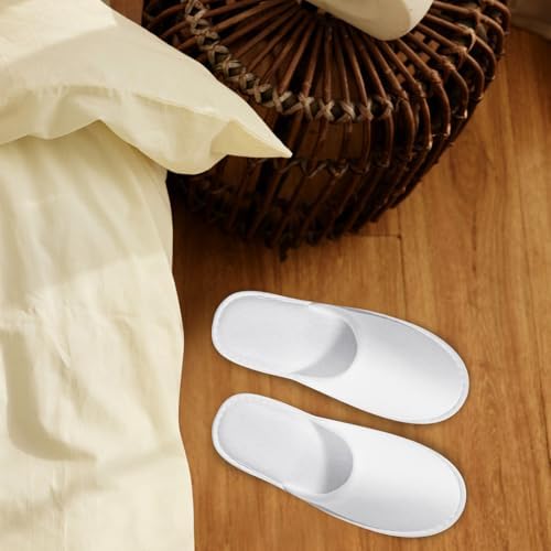 disposable slipper disposable slippers for guests hotel slippers spa slippers Pack for Hotel, Spa, Travel, Shoeless Home, White Closed Toe (US Men Size 10, Women 11)