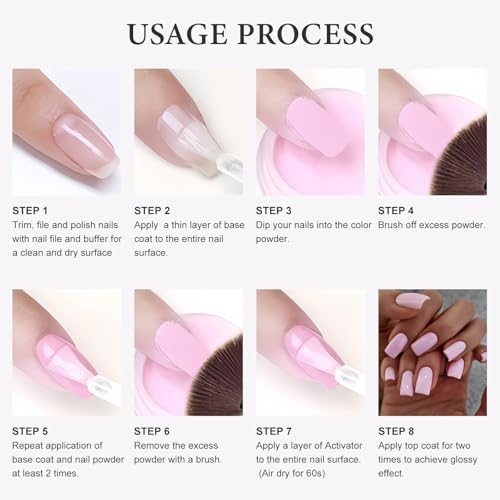Dip Nail Powder Starter Kit with Recycling Tray System, 8 Colors Bright Neon Pastel Summer Colors Acrylic Powder Nail Design Set Home DIY Accessories 21Pcs