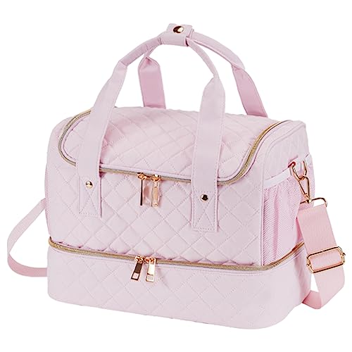 Nail Polish Organizer Case Fits 1 Nail Lamp and 50 Bottles,Pretty Nail Organizers and Storage with Side Pockets for Nail Polish Remover,Manicure Tools (Patented,Bag Only)-Pale Pink