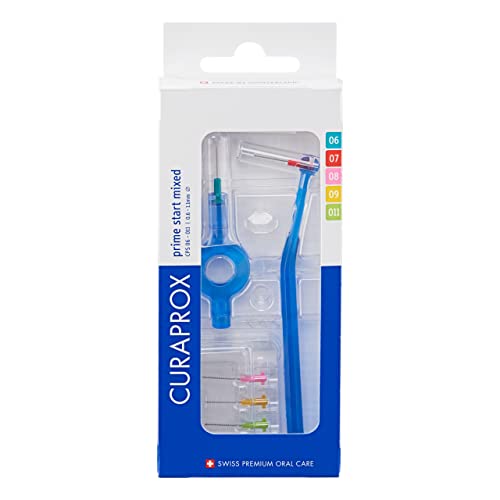 Curaprox Interdental Brush Set CPS Prime Start – Mixed Pack with 5 Brush Sizes & 2 Holders | for Comprehensive Interdental Cleaning | Swiss Made
