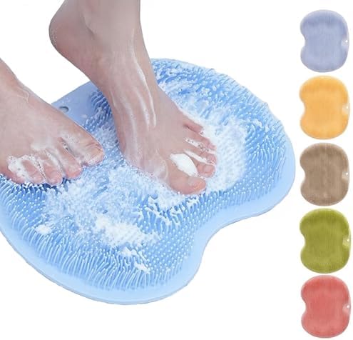 Shower Foot Scrubber Back Washer Mat, 2025 New Foot Back Cleaning Pad with Non-Slip Suction Cups, Back Exfoliating Bath Wash Pad for Women and Men (Blue)