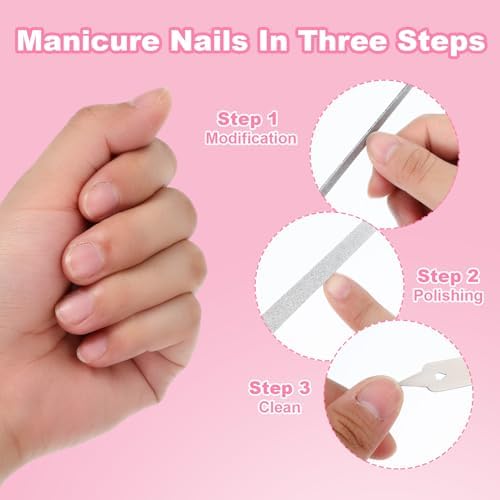 4 Pcs Diamond Deb Nail File Metal Nail File with Sharp Pointed Tip, Stainless Steel Nail Filer Metal Nail Files for Natural Nails Double Sided Manicure Pedicure Toenails Tools for Salon Home (Large)
