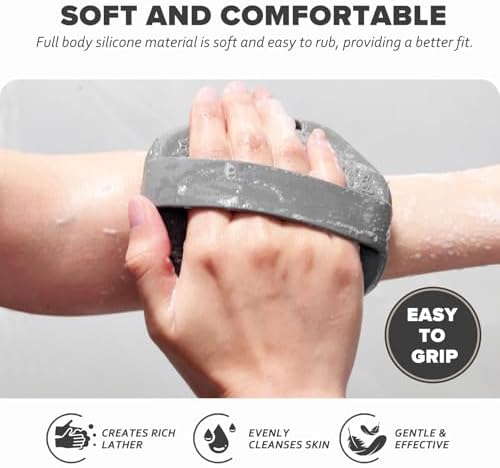 SCRUBBIES™ for Body,Food-Grade Soft Silicone, Body Scrubber Shower Brush Handheld Men and Women,Fit Sensitive Skin ，Gentle Exfoliating.2-Pack（Blue Standard Size）