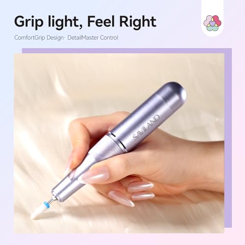 SAVILAND Advanced 50000 RPM Nail Drill Professional: 10S Fast Removal Electric Nail File Portable Nail Filer Electric with Rechargeable Electric Nail Drill Bits Pro Acrylic Nail Manicure Nail Tools
