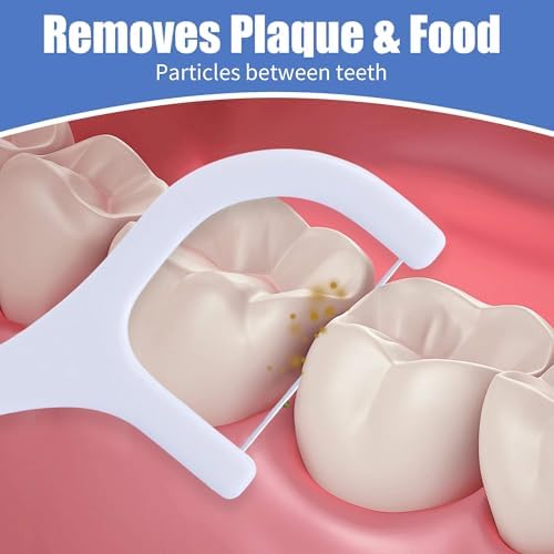 800 Count Dental Floss Picks – Built-in Toothpicks for Deep Cleaning, Comfortable Handle to Remove Plaque & Protect Gums – Family Pack with 50 Picks per Portable Case for Adults & Kids