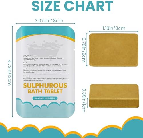 Natural Organic Sulfur Bath Tablet, Hot Spring Bath Salt, Mineral Bath Soak for Detoxing, Deep Cleansing, Oil Balancing, Oily Skin, Dry Itchy Skin 6 Count