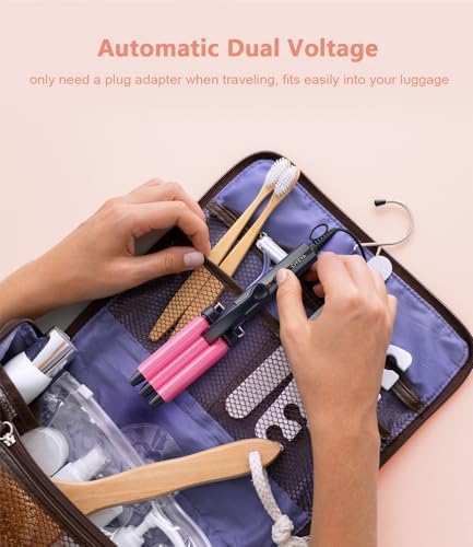 Mini Crimper for Short Hair 1/2 Inch, Small Beach Waves Tool, 3 Barrel Waver With Argan Oil Infused, Easy to Use Curling Iron