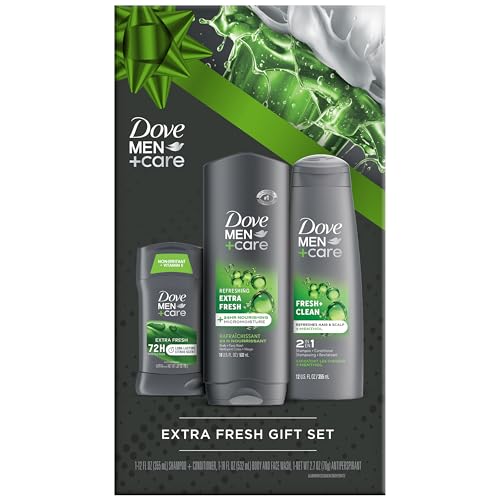 Dove Men + Care Bundle – Extra Fresh Body Wash & 72H Deodorant + Fresh + Clean 2-in-1 Shampoo and Conditioner, Citrus Scent (3 Piece Set)