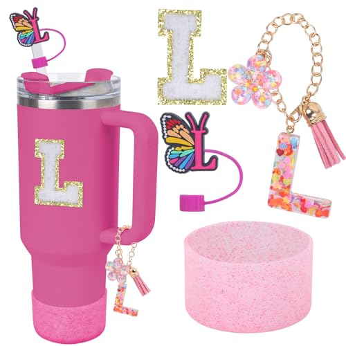 LA KEN DU Use for Stanley Cup Accessories Charms 40oz 30oz,Compatible with Stanley Cup Letter Charms for Handle Silicone Boot,Straw Cover Topper & Sticker(W)