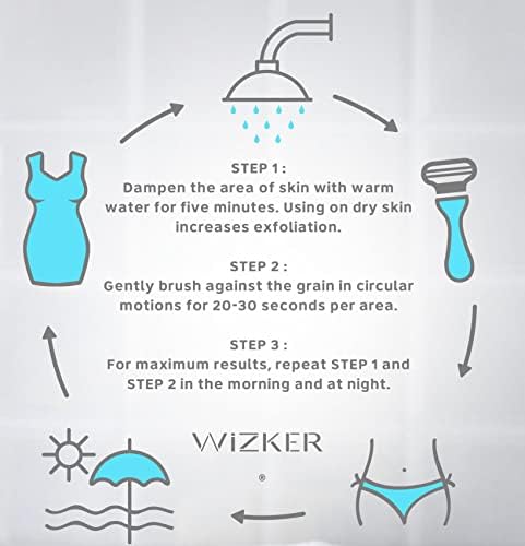 WIZKER® Premium Ingrown Hair Exfoliating Brush: Soft + Firm Face Body Scrubber, Sensitive Skin Exfoliator, Prevents Razor Bumps, Shave, Laser, Wax, Epilation, Dermaplaning – Waterproof, Mold Resistant